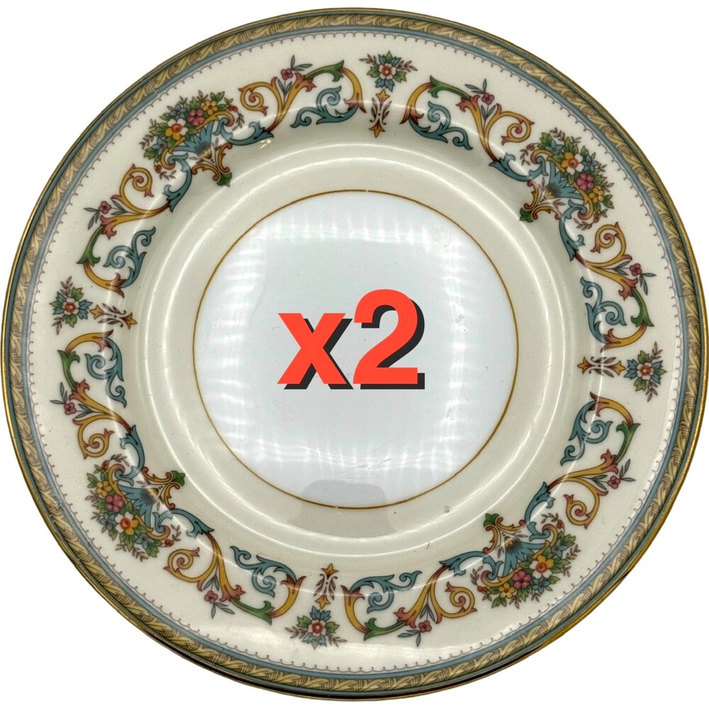 Two Aynsley Henley 6" Side Plates Bone China Floral Gold Trim Made in England